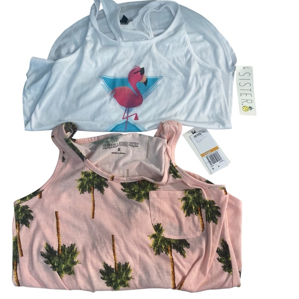Lot of 2 Summer themed Tank Tops Sz Small NWT